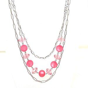 Pink Resin & Acrylic Pilgrim Necklace